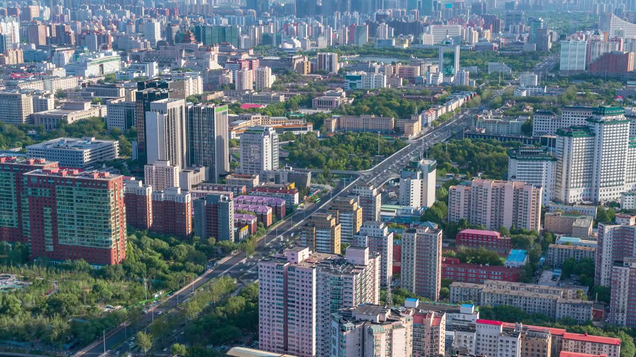 俯瞰北京三环道路车流日景视频素材