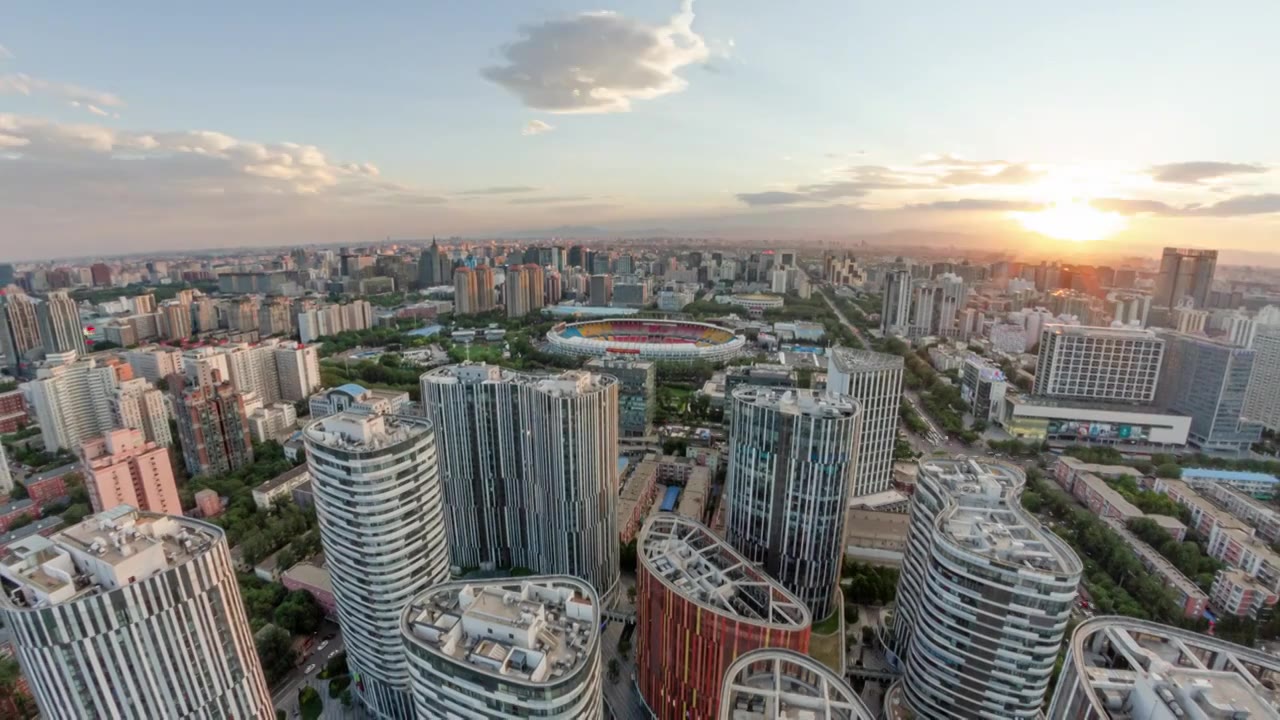 中国北京市城市风光：三里屯地区 日转夜延时摄影视频下载
