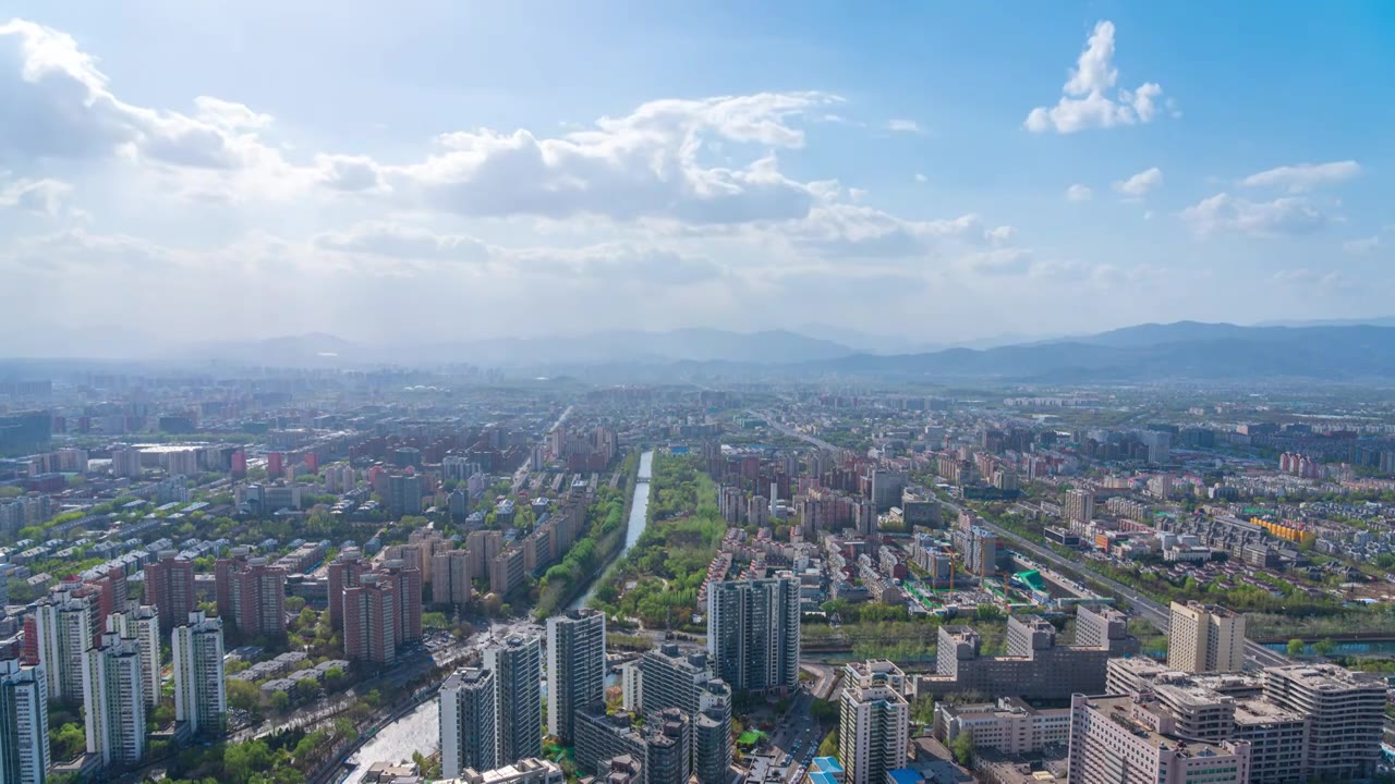俯瞰北京城市全景大景视频下载