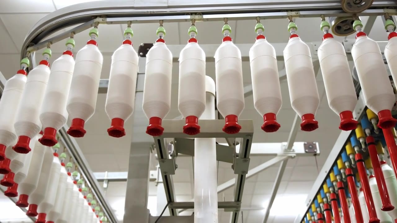 自动化纺纱纺织车间智能加工生产线视频下载