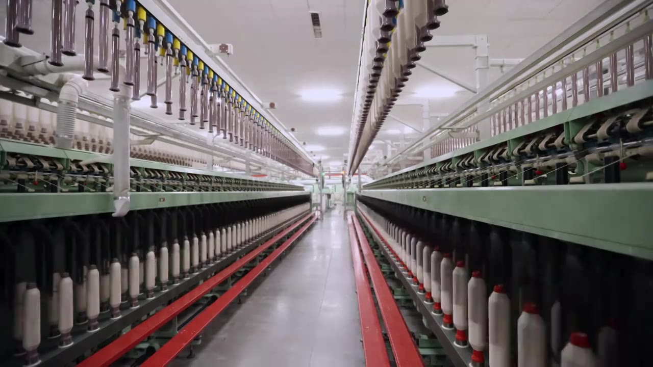 自动化纺纱纺织车间智能加工生产线视频下载