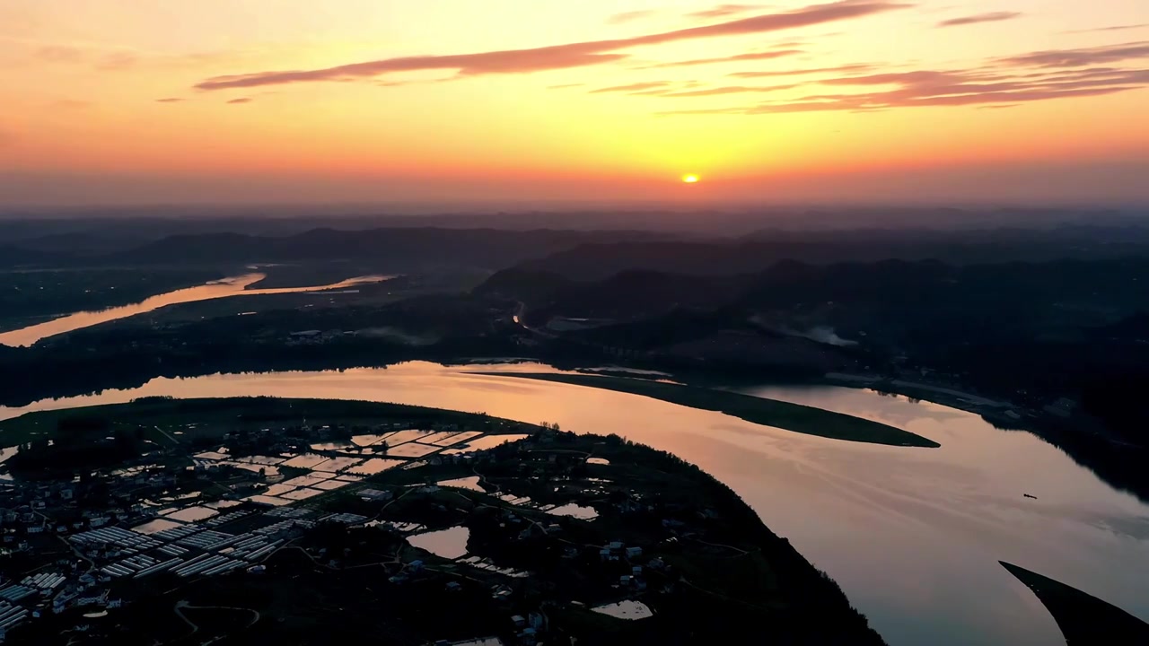 嘉陵江边夕阳视频素材