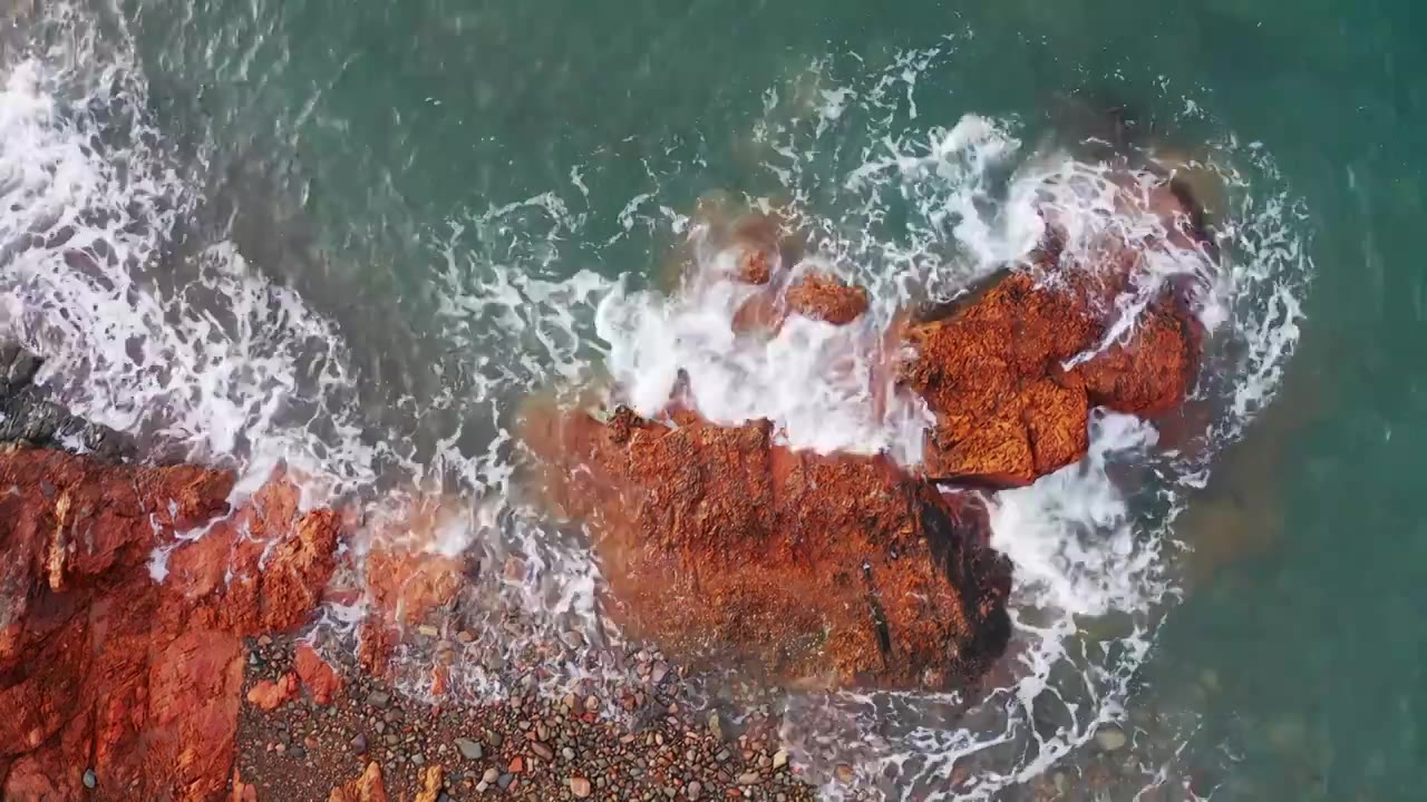 青岛的海边，海岸线航拍视频下载