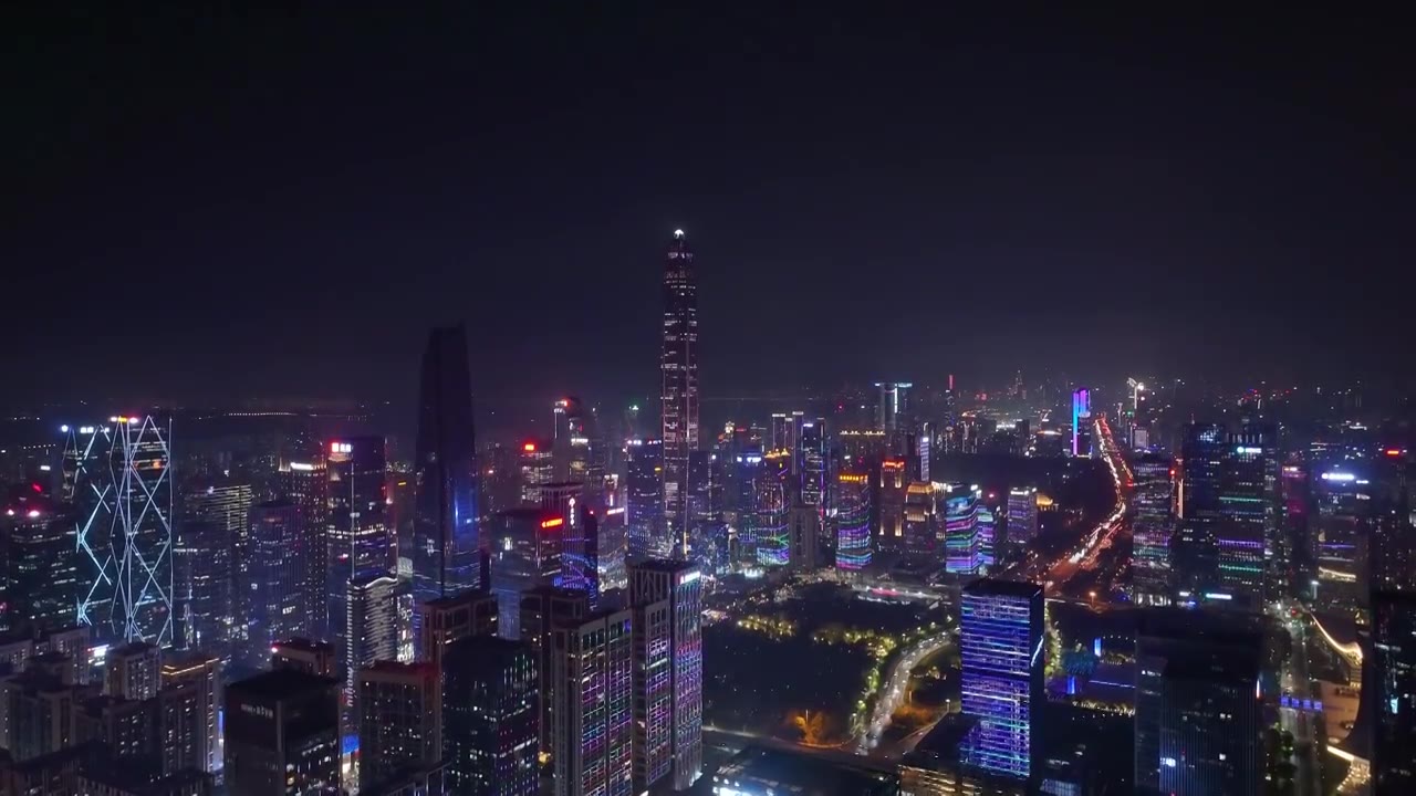 深圳夜晚夜景都市繁华摩天大楼视频下载