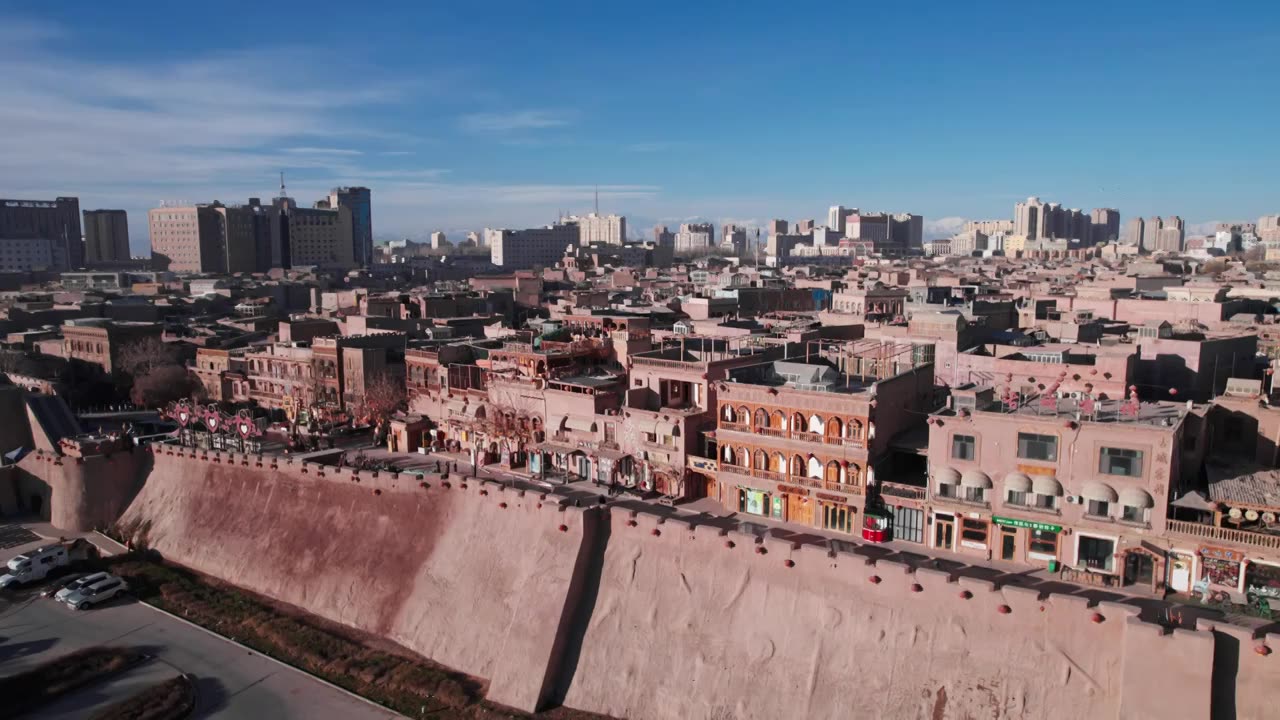 航拍新疆喀什古城视频素材