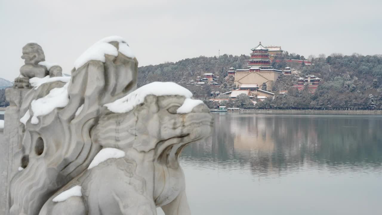 北京颐和园雪景唯美意境视频下载