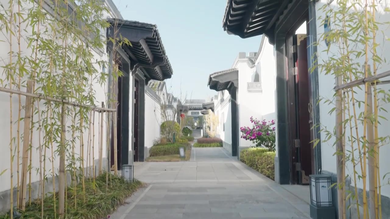中式别墅住宅区场景视频下载