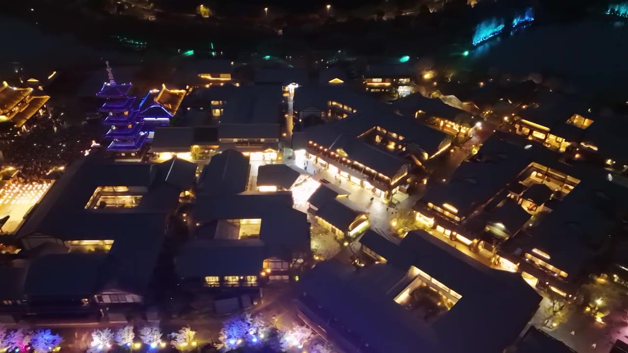 无锡拈花湾夜景视频下载