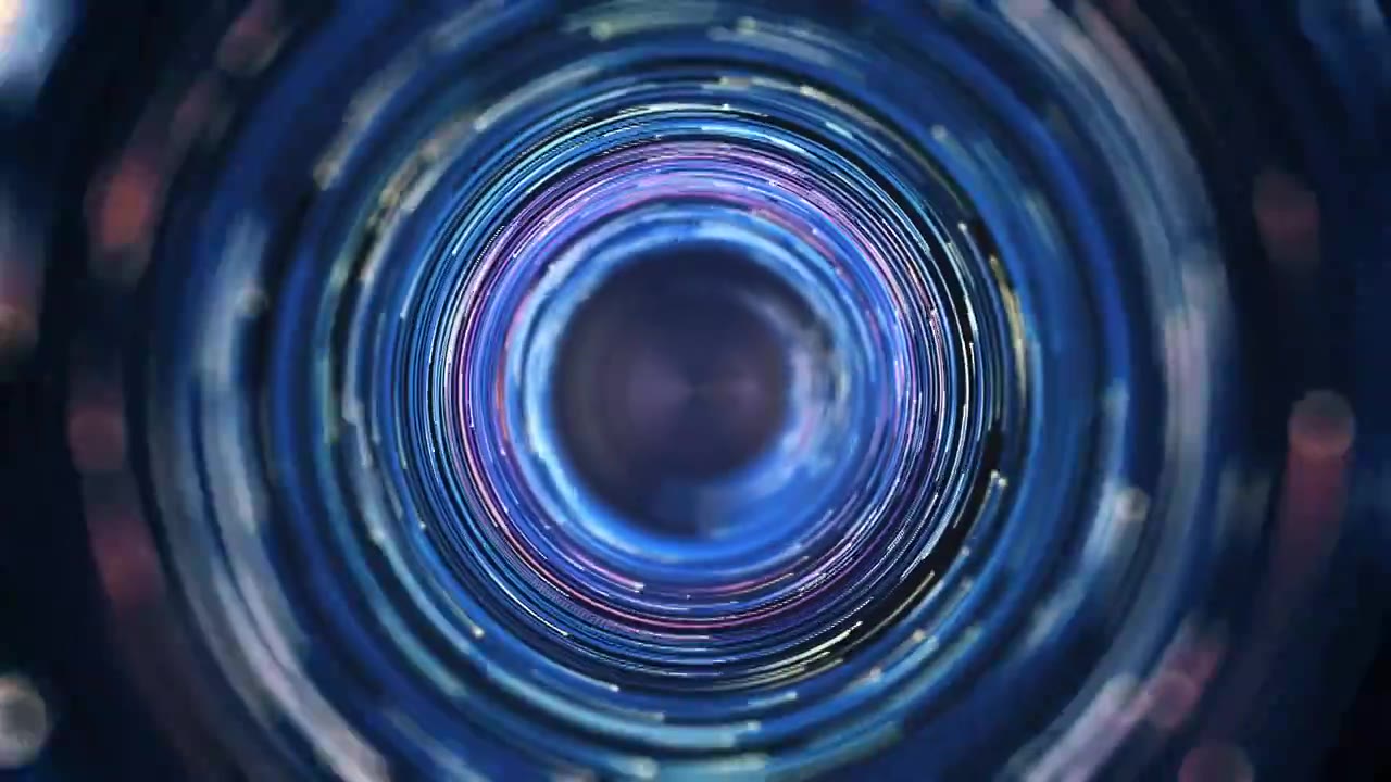 抽象的无缝循环的霓虹灯圆与散景。三维渲染视频下载