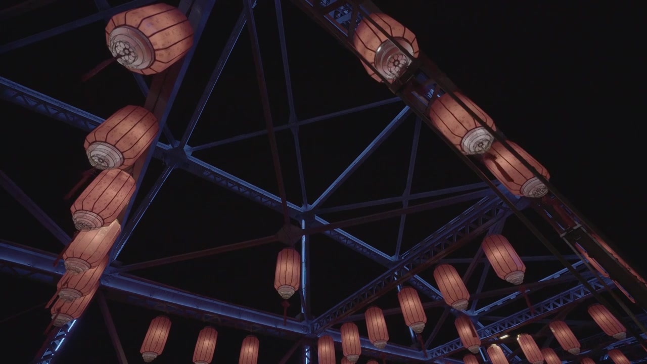 兰州中山桥夜景s-log3灰片视频素材