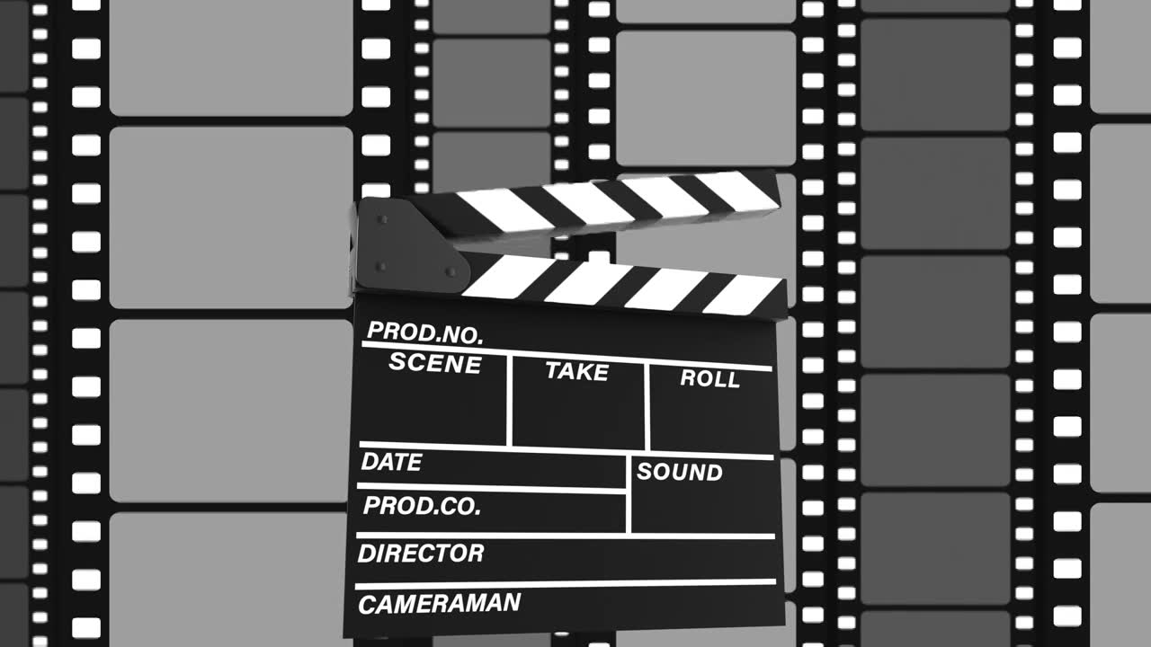 护墙板在白色背景上对黑色胶片进行动作视频下载