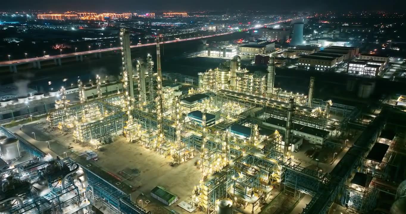 工业区炼油厂化工厂航拍视频下载