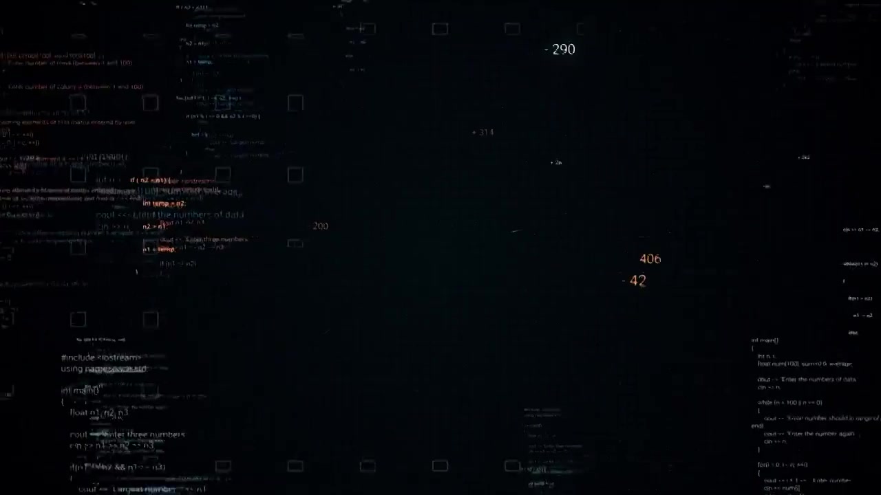抽象飞行通过移动的计算机代码在黑色背景与三维效果视频下载