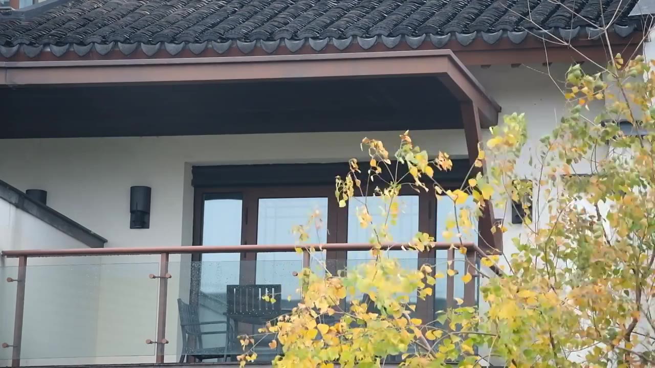 广富林遗址公园建筑屋檐视频下载