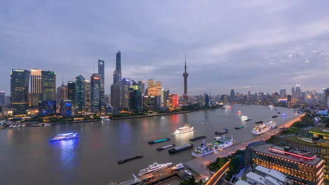 上海 地标 金融区 陆家嘴 延时摄影 日落 黄昏 傍晚视频素材