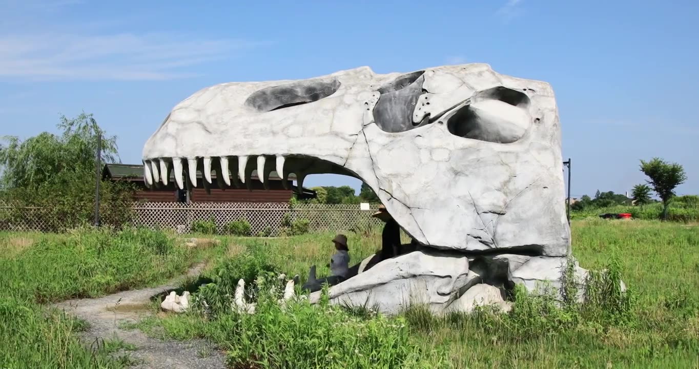 蓝天白云 恐龙化石王国 童话世界 美丽乡村田园视频下载