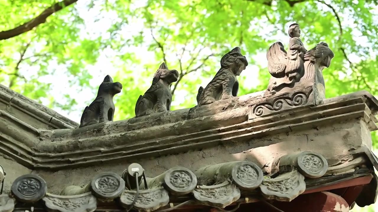 老北京古建筑房檐屋顶屋脊神兽视频下载