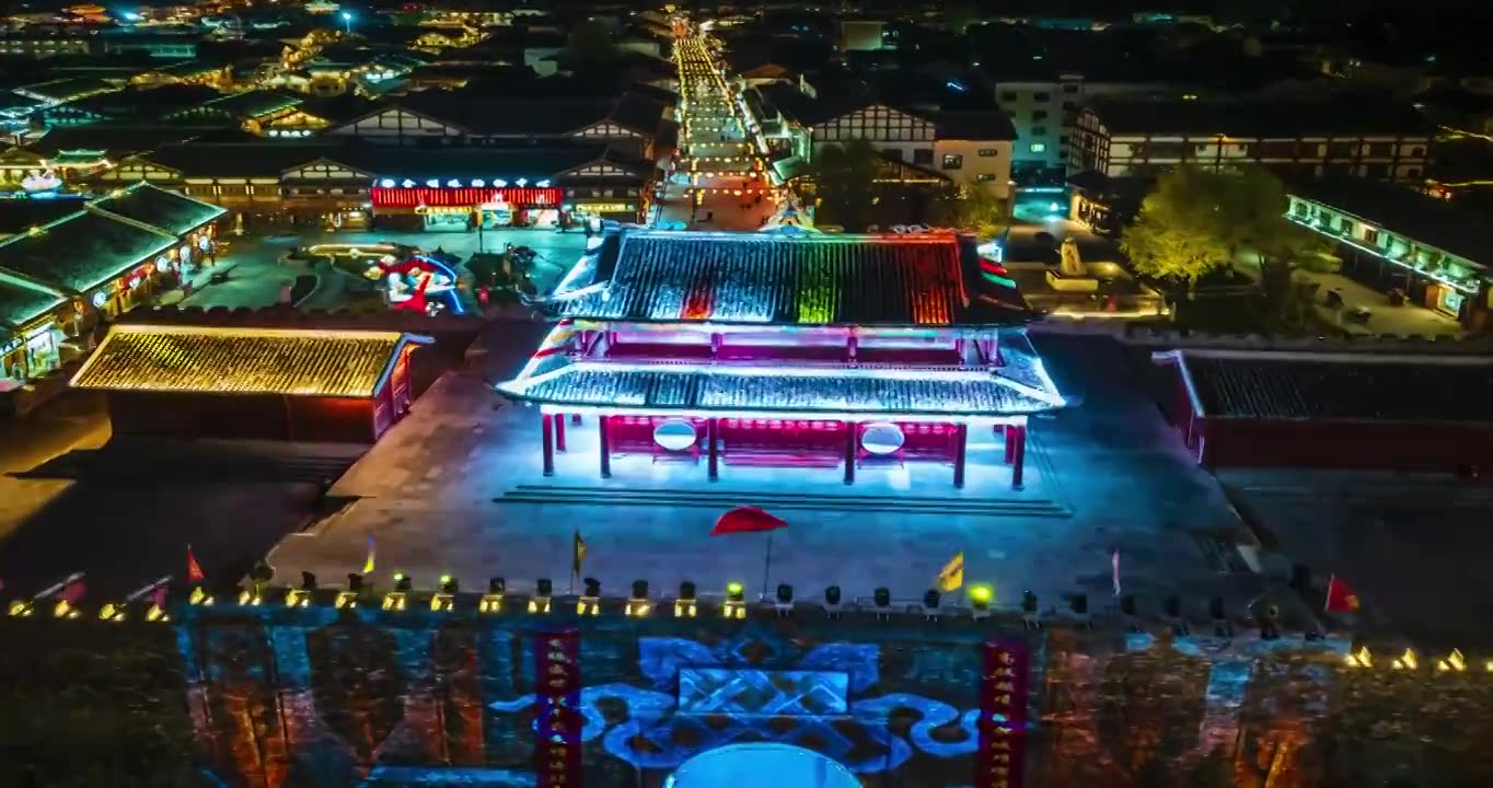 甘孜州松潘古城夜景视频下载