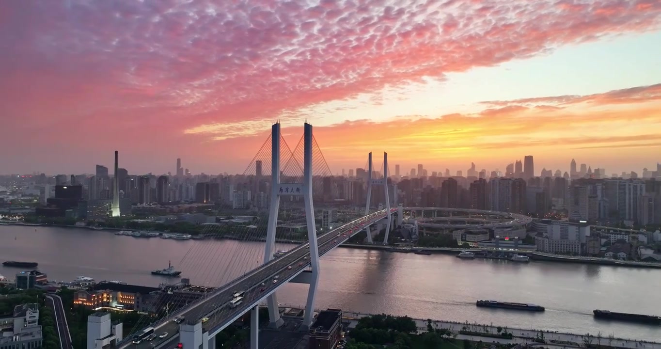 4K高架桥上的交通车流 南浦大桥视频下载
