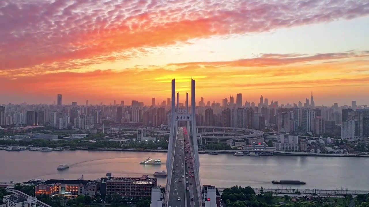 4K高架桥上的交通车流 南浦大桥视频下载