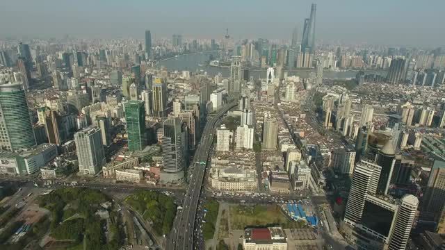 上海延安路高架地标视频素材