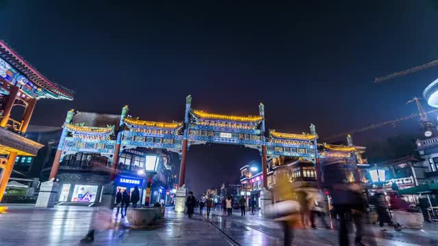 北京前门大街夜景延时摄影视频素材