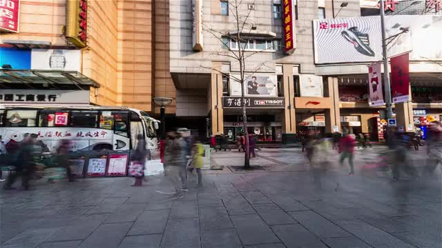 北京王府井大街延时摄影视频素材