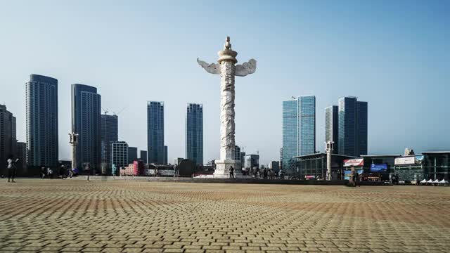 中国大连市城市风景延时摄影视频素材