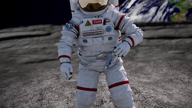 宇航员站在月球上的CG动画视频下载