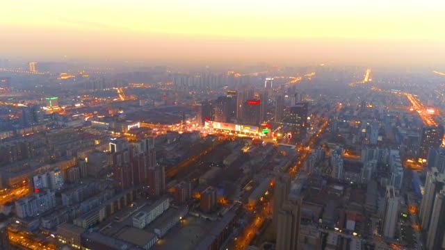 廊坊城市夜景航拍视频素材