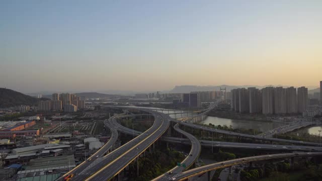 中国福州高速公路枢纽工程视频素材