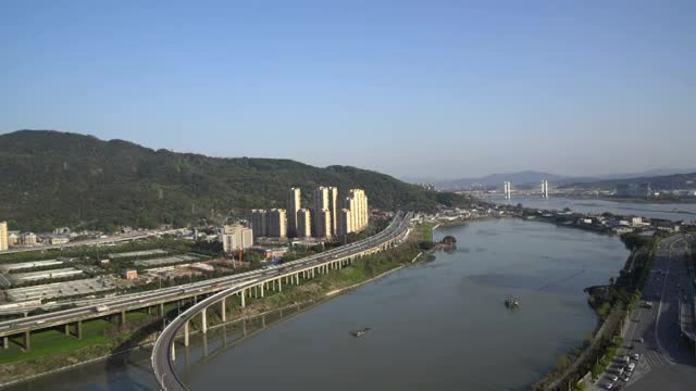 中国福州高速公路枢纽工程视频素材
