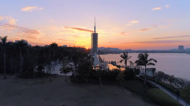 惠州市中心落日航拍视频素材