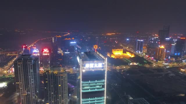 惠州市中心夜景航拍视频素材