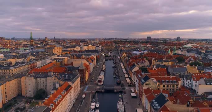 丹麦哥本哈根新港航拍视频素材