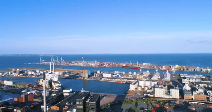 丹麦港口航拍视频素材