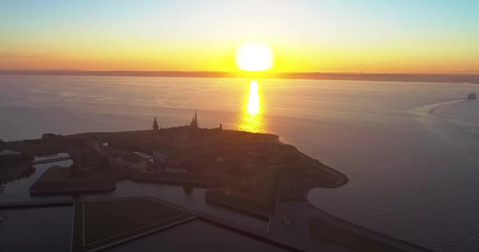 丹麦城堡日出航拍视频素材