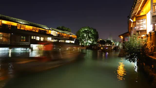中国乌镇夜景视频素材