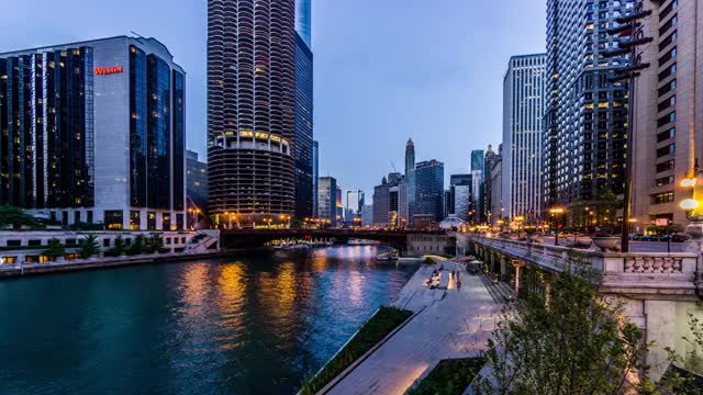 芝加哥的城市景观延时摄影视频素材
