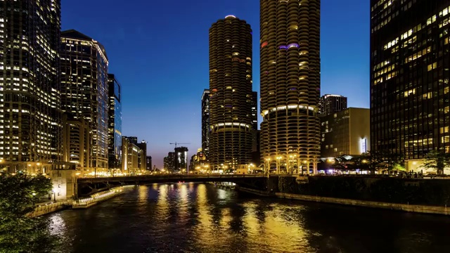 芝加哥的城市景观延时摄影视频素材