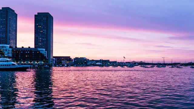 美国波士顿城市景观延时摄影视频素材