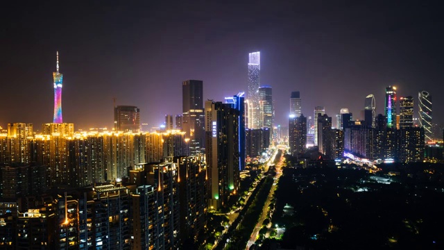 广州珠江新城珠江公园夜景延时视频素材