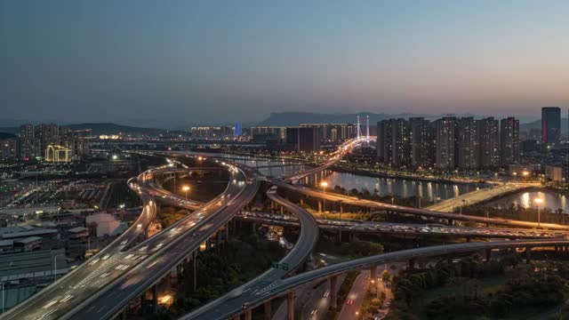 中国福州城市道路夜景视频素材