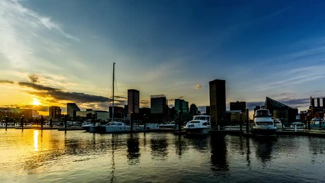 美国巴尔的摩城市风光延时摄影视频下载