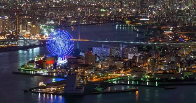 日本大阪，摩天轮视频素材
