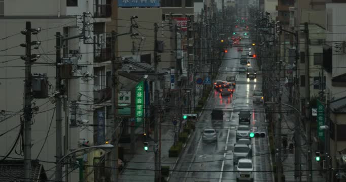 日本高松，阴雨天的马路视频素材