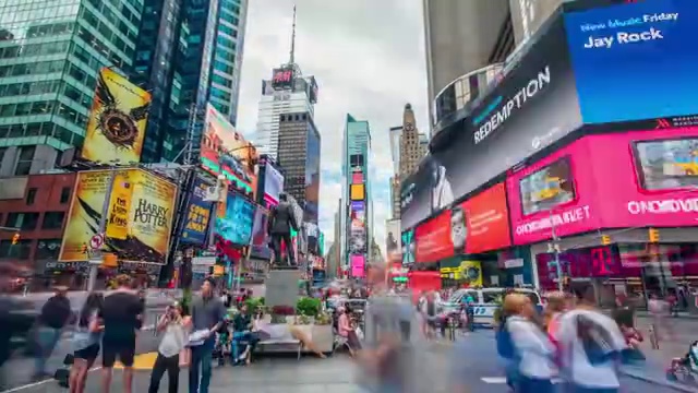 纽约时代广场延时摄影 移动镜头视频素材