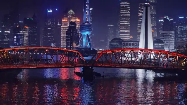 外白渡桥夜景航拍视频素材