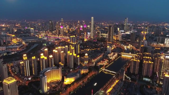 天津海河夜景视频素材