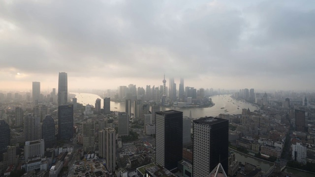 上海地标高空地平线延时摄影视频素材